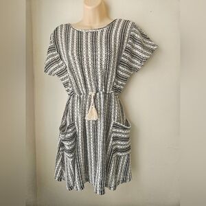 Zara -Dress Girls Black and White Striped  13/14